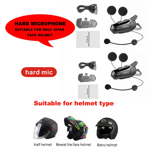 1/2Pcs Bluetooth Motorcycle Helmet Intercom Headset 1000M For 2 Rider