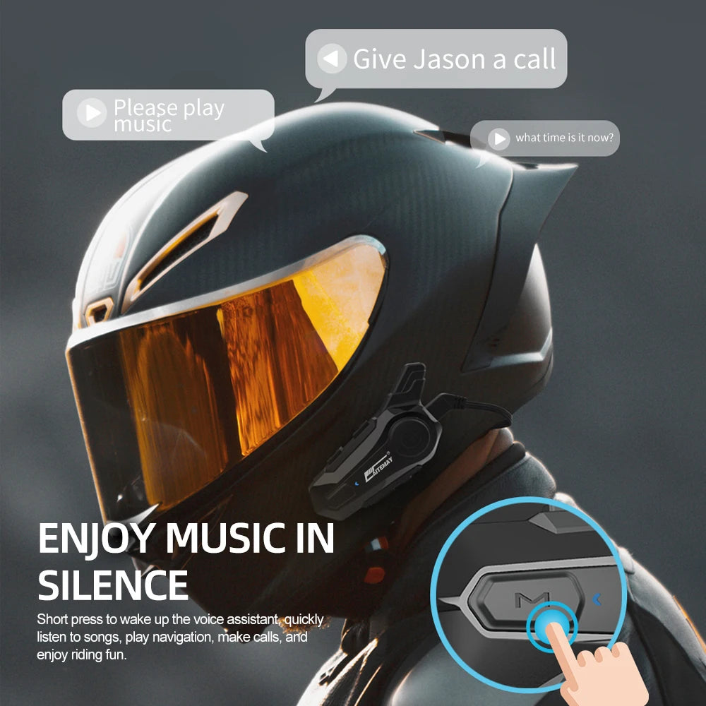 1/2Pcs Bluetooth Motorcycle Helmet Intercom Headset 1000M For 2 Rider