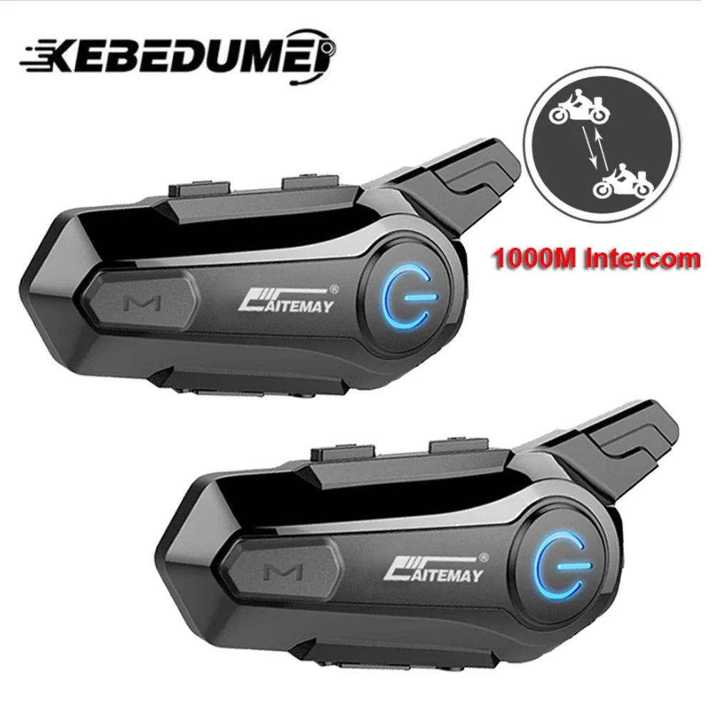 1/2Pcs Bluetooth Motorcycle Helmet Intercom Headset 1000M For 2 Rider