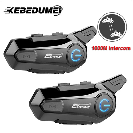 1/2Pcs Bluetooth Motorcycle Helmet Intercom Headset 1000M For 2 Rider
